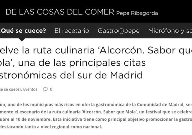 De las Cosas del Comer: «Vuelve la ruta culinaria ‘Alcorcón Sabor que Mola’, una de las principales citas gastronómicas del sur de Madrid»